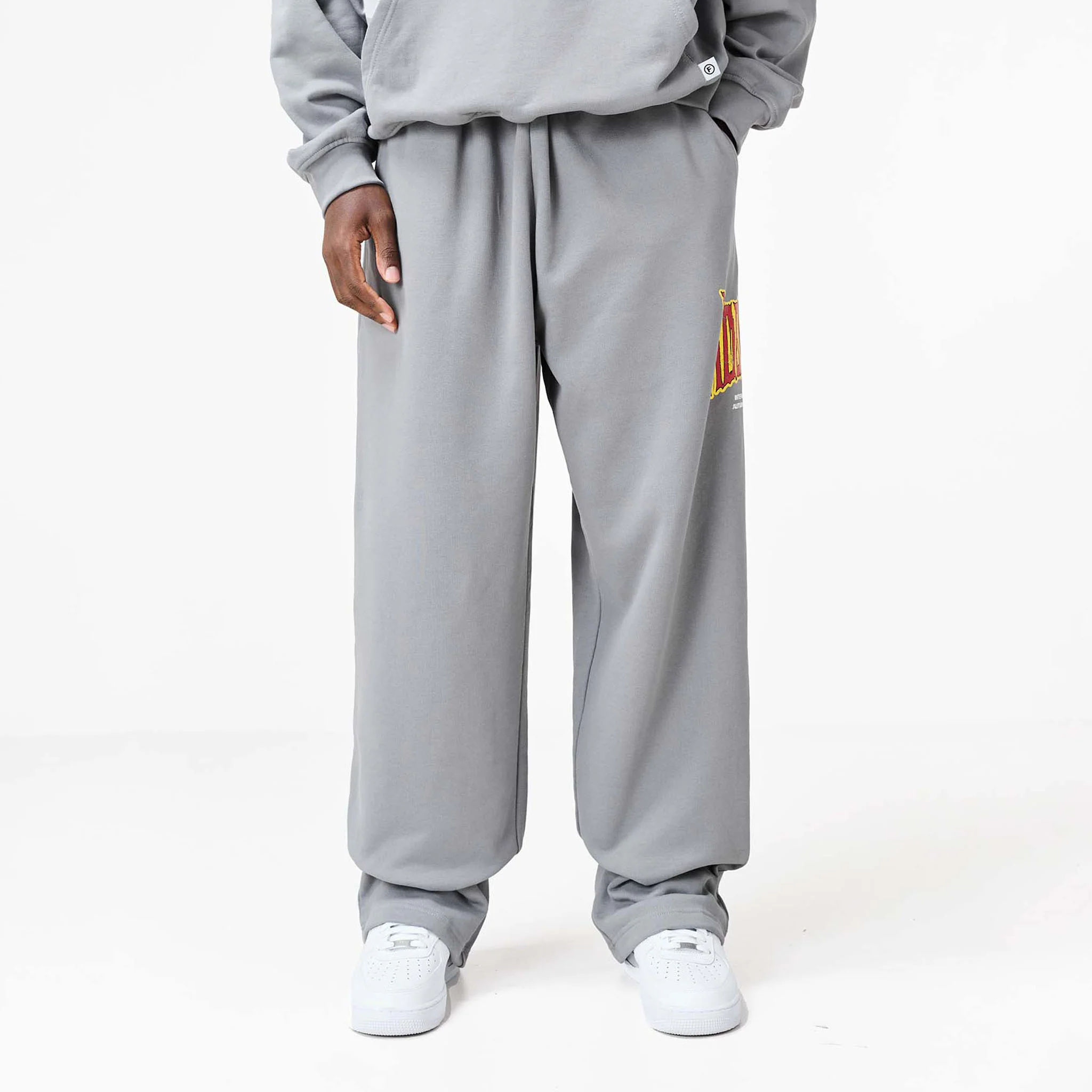 Blackletter Open Hem Tracksuit | Mid Grey - Image 10