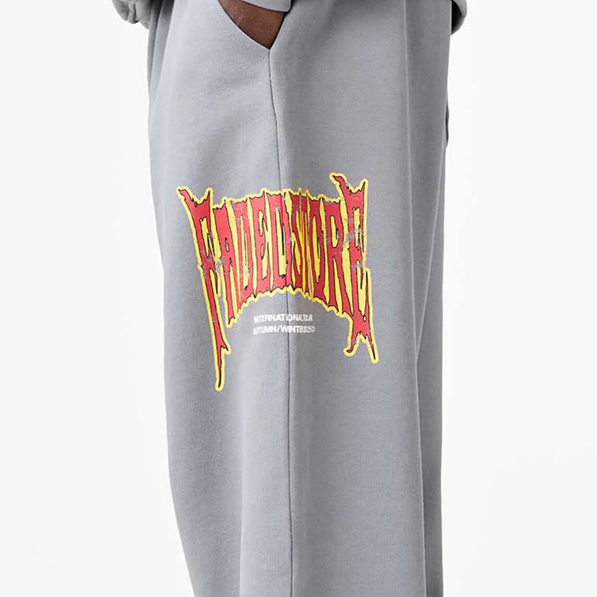 Blackletter Open Hem Tracksuit | Mid Grey - Image 6