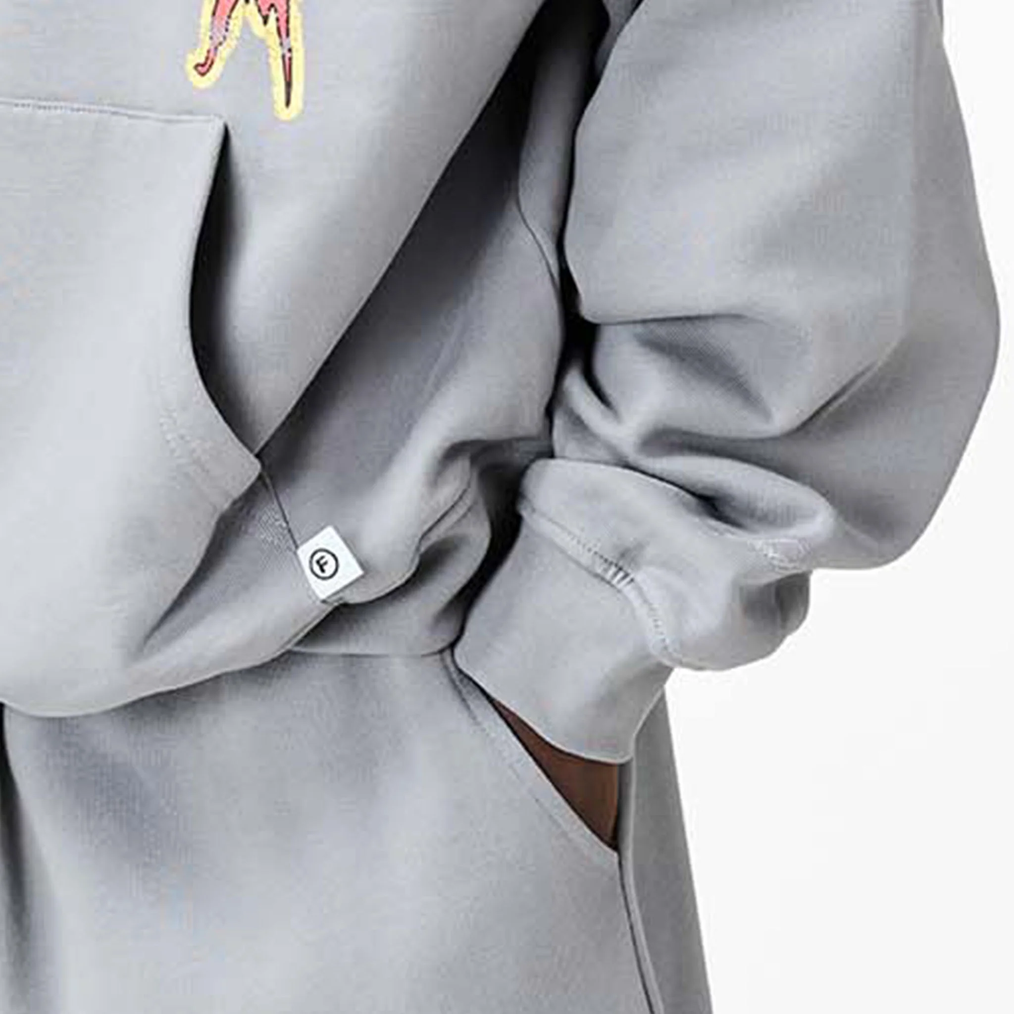Blackletter Open Hem Tracksuit | Mid Grey - Image 9