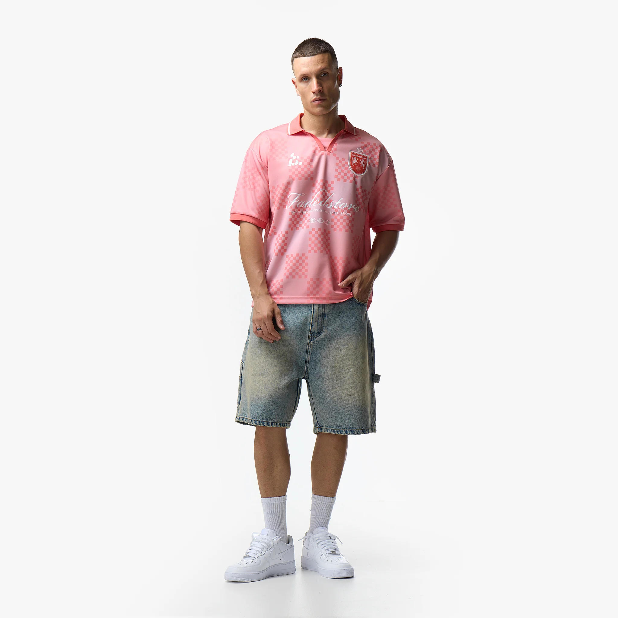 Cropped Fit Collared Jersey | Coral - Image 3
