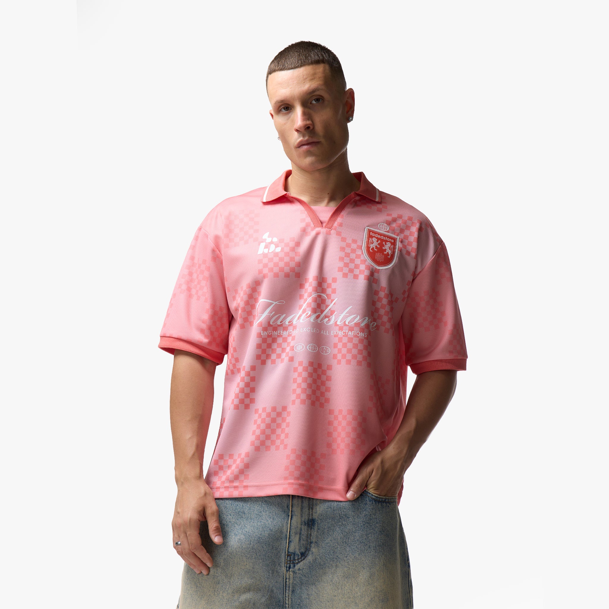 Cropped Fit Collared Jersey | Coral - Image 4