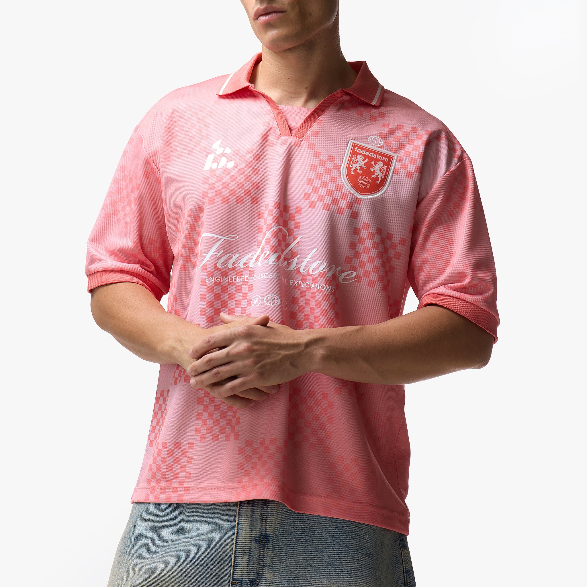 Cropped Fit Collared Jersey | Coral - Image 6