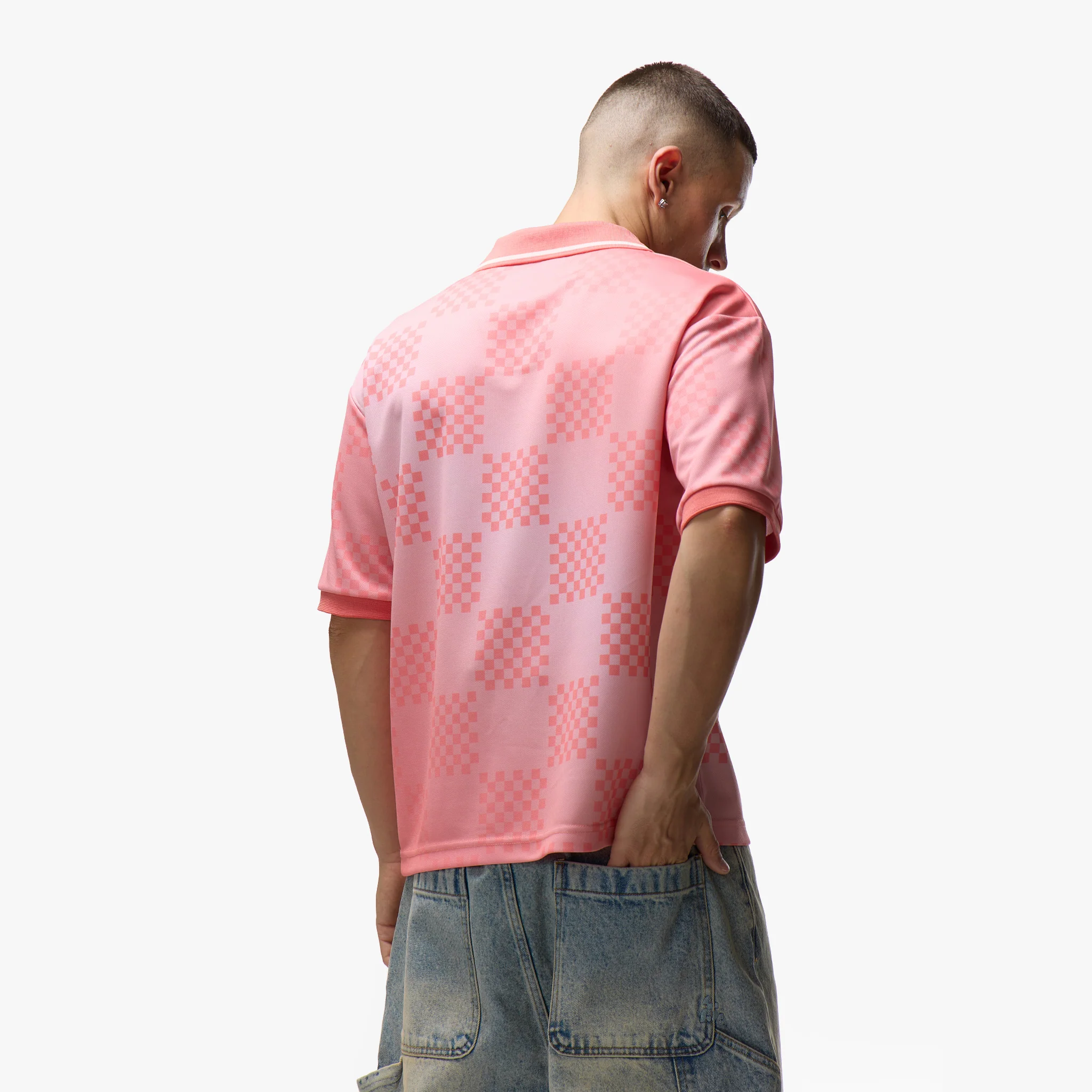 Cropped Fit Collared Jersey | Coral - Image 9