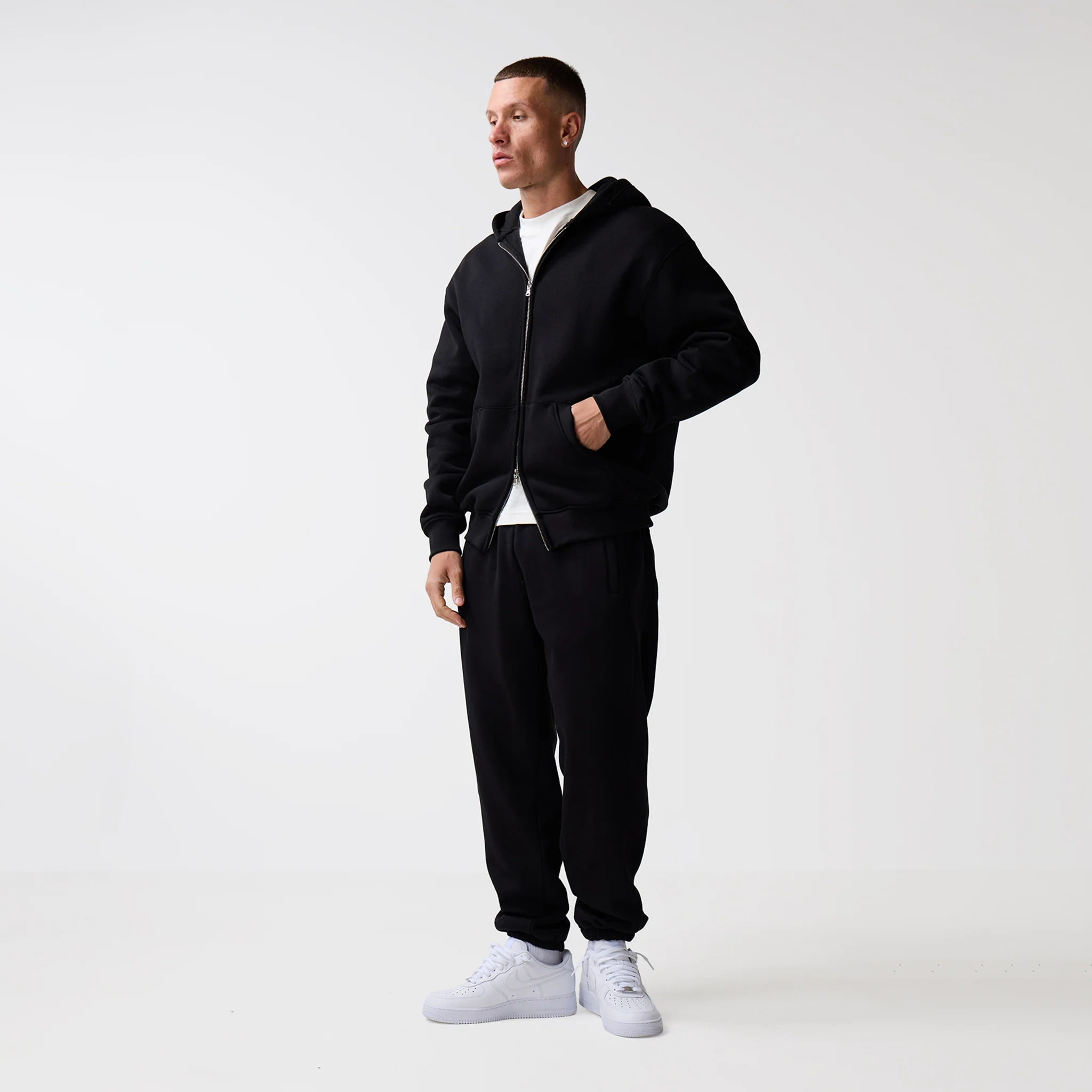 Full Zip Cuffed Tracksuit | Black - Image 3