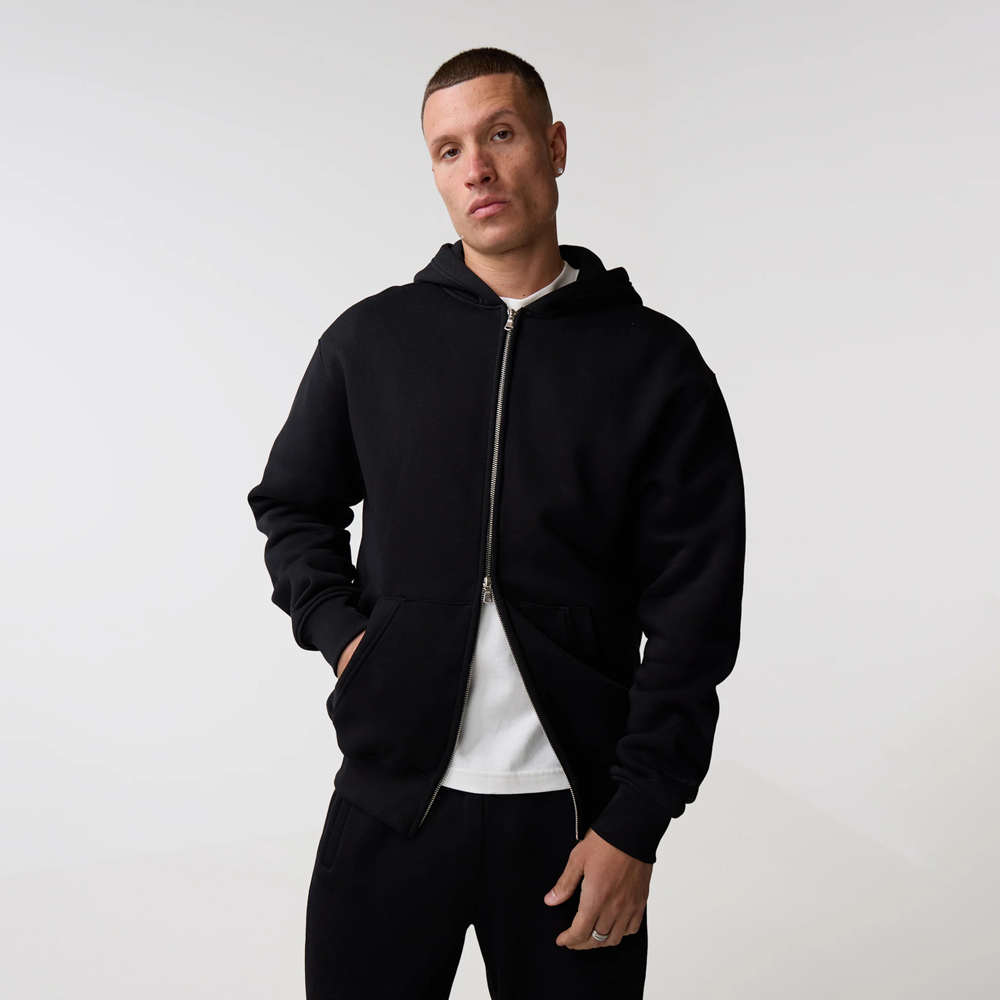 Full Zip Cuffed Tracksuit | Black - Image 4