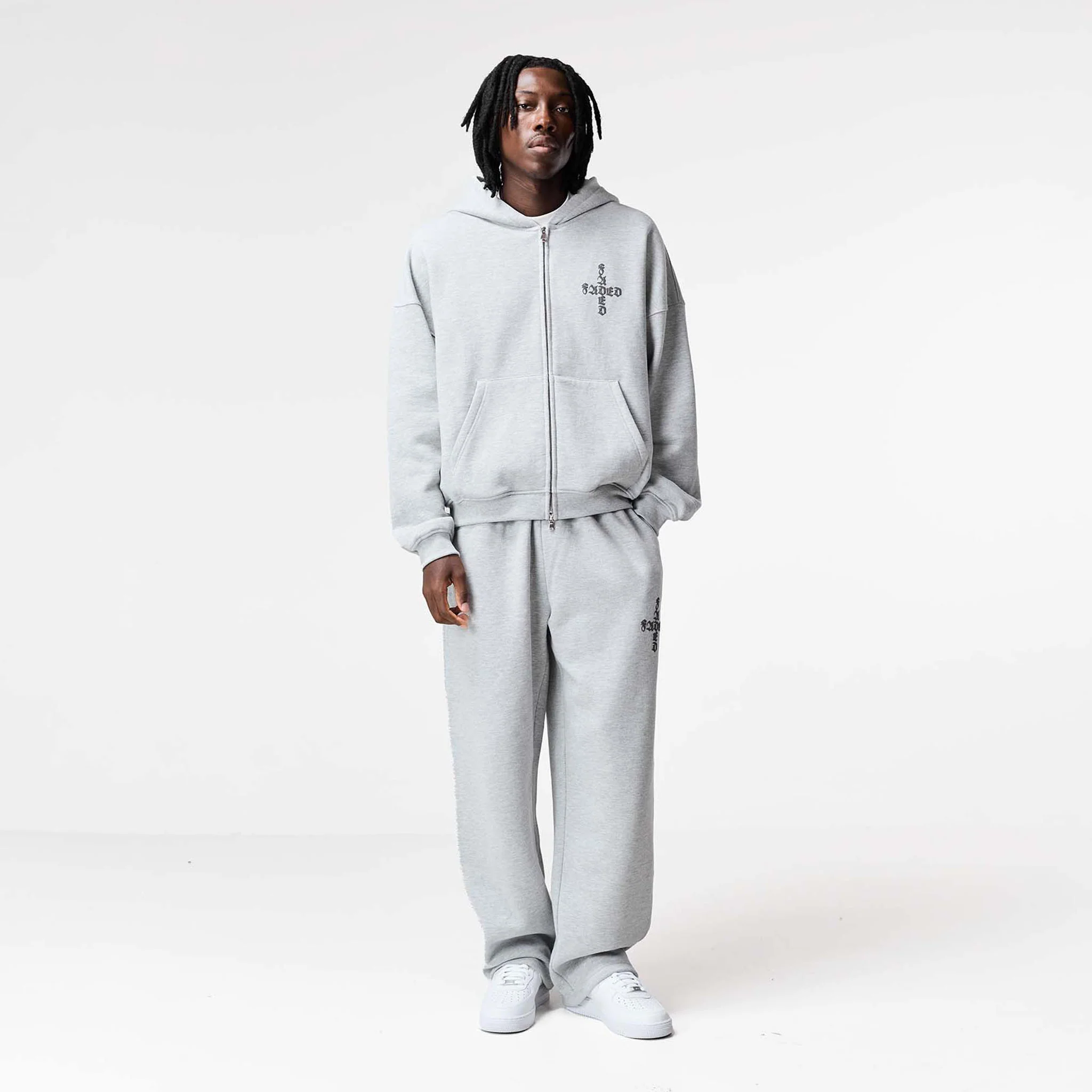 Gothic 2.0 Full Zip Open Hem Tracksuit | Grey Marl - Image 10