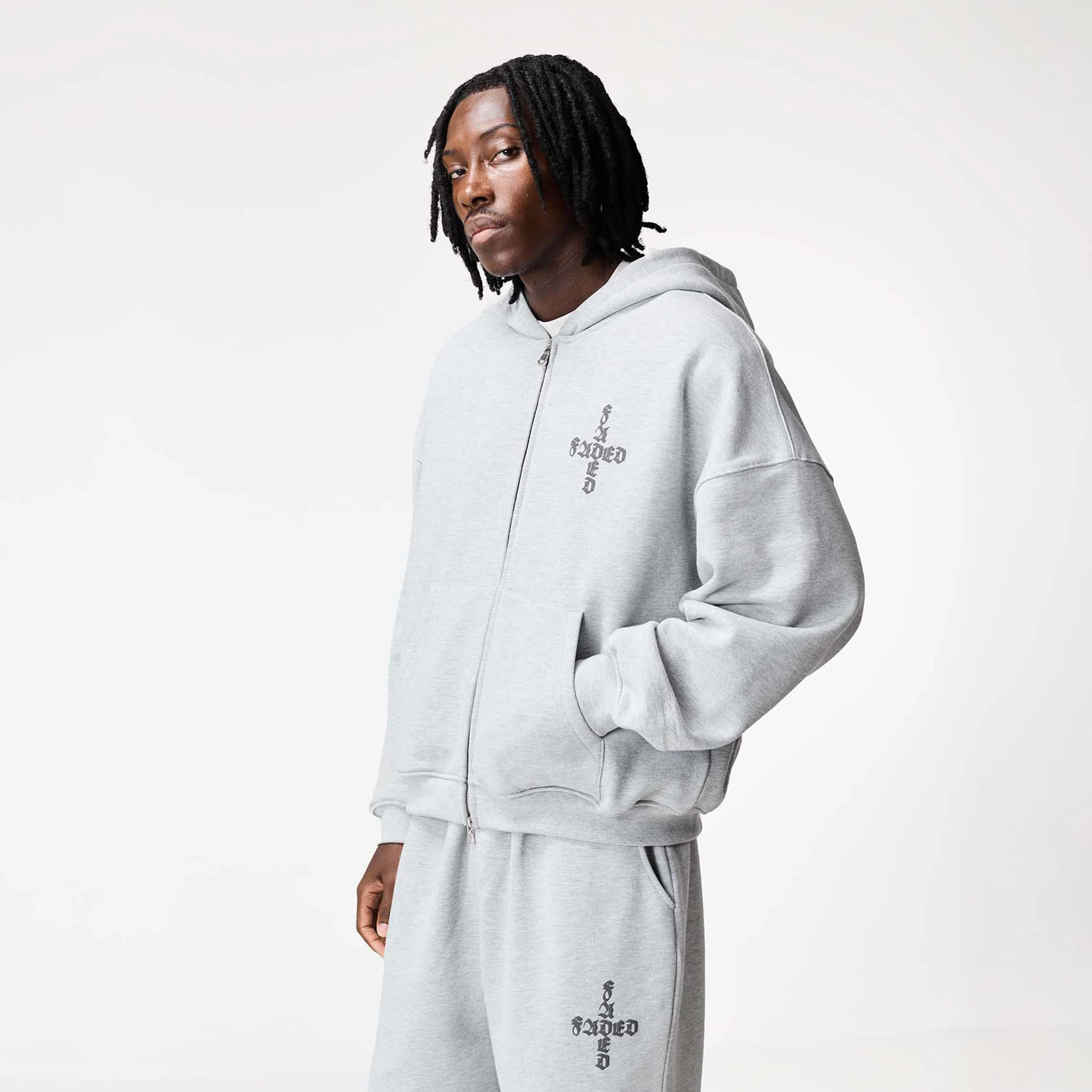 Gothic 2.0 Full Zip Open Hem Tracksuit | Grey Marl - Image 11
