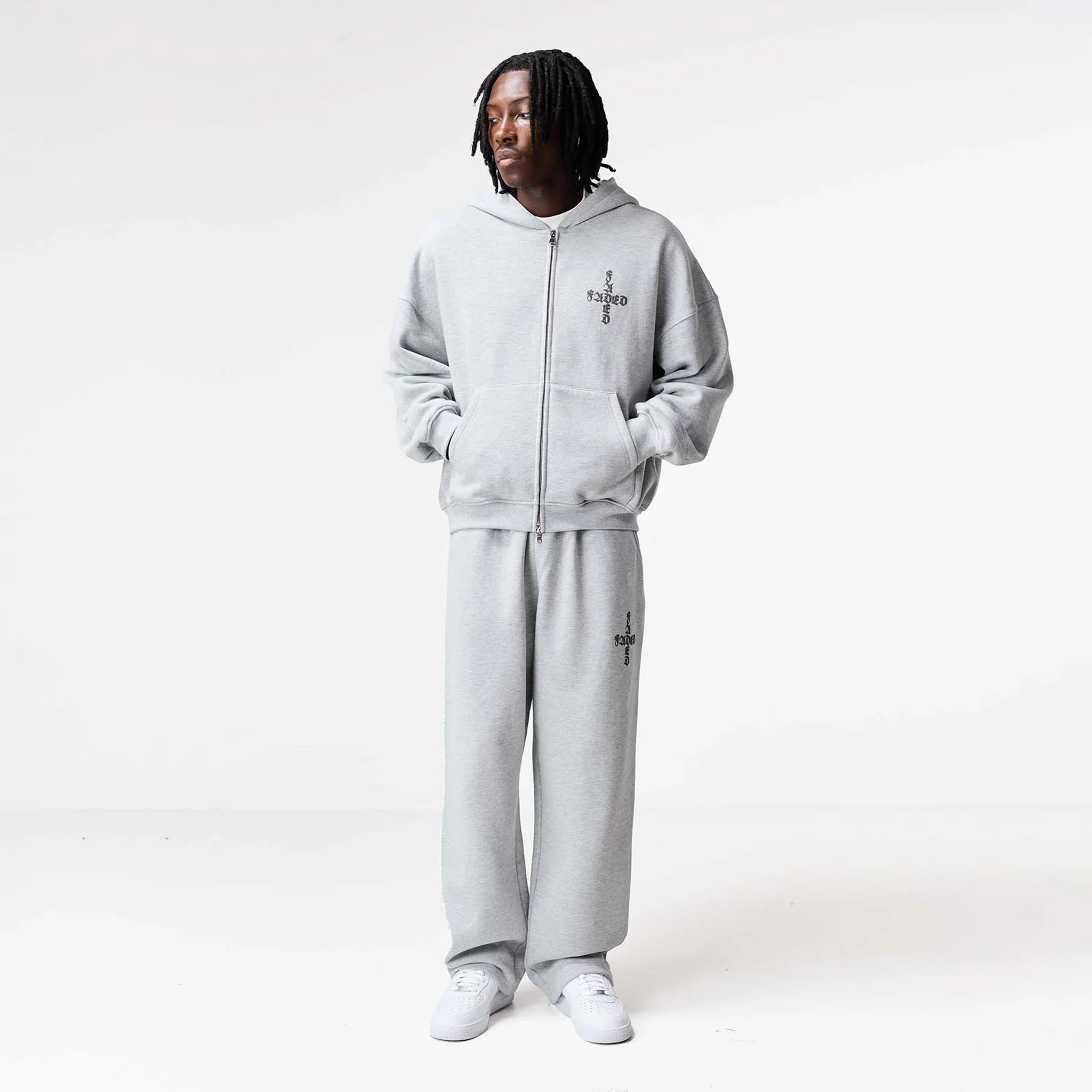 Gothic 2.0 Full Zip Open Hem Tracksuit | Grey Marl - Image 2