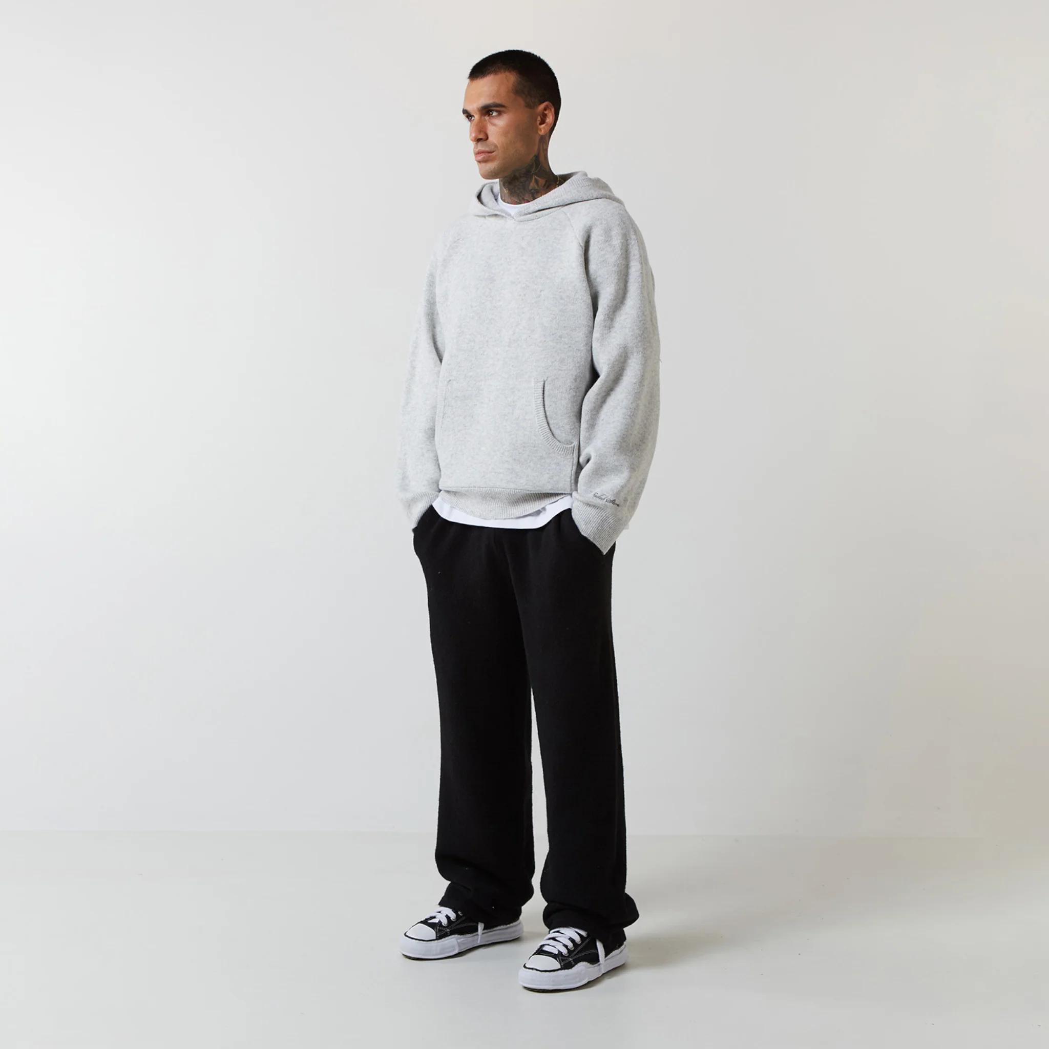 Knitted Hoodie | Light Grey Marl - Image 5