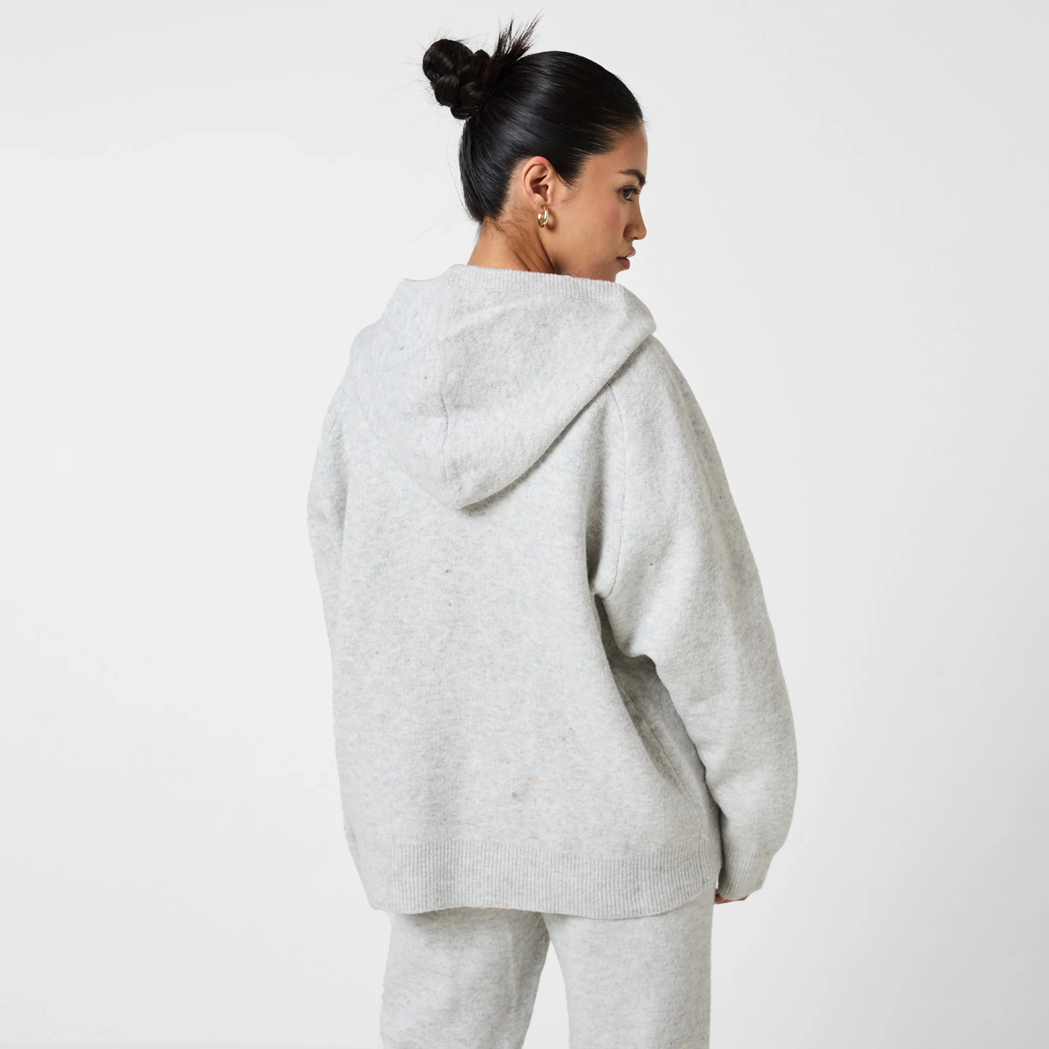 Knitted Hoodie | Light Grey Marl - Image 7