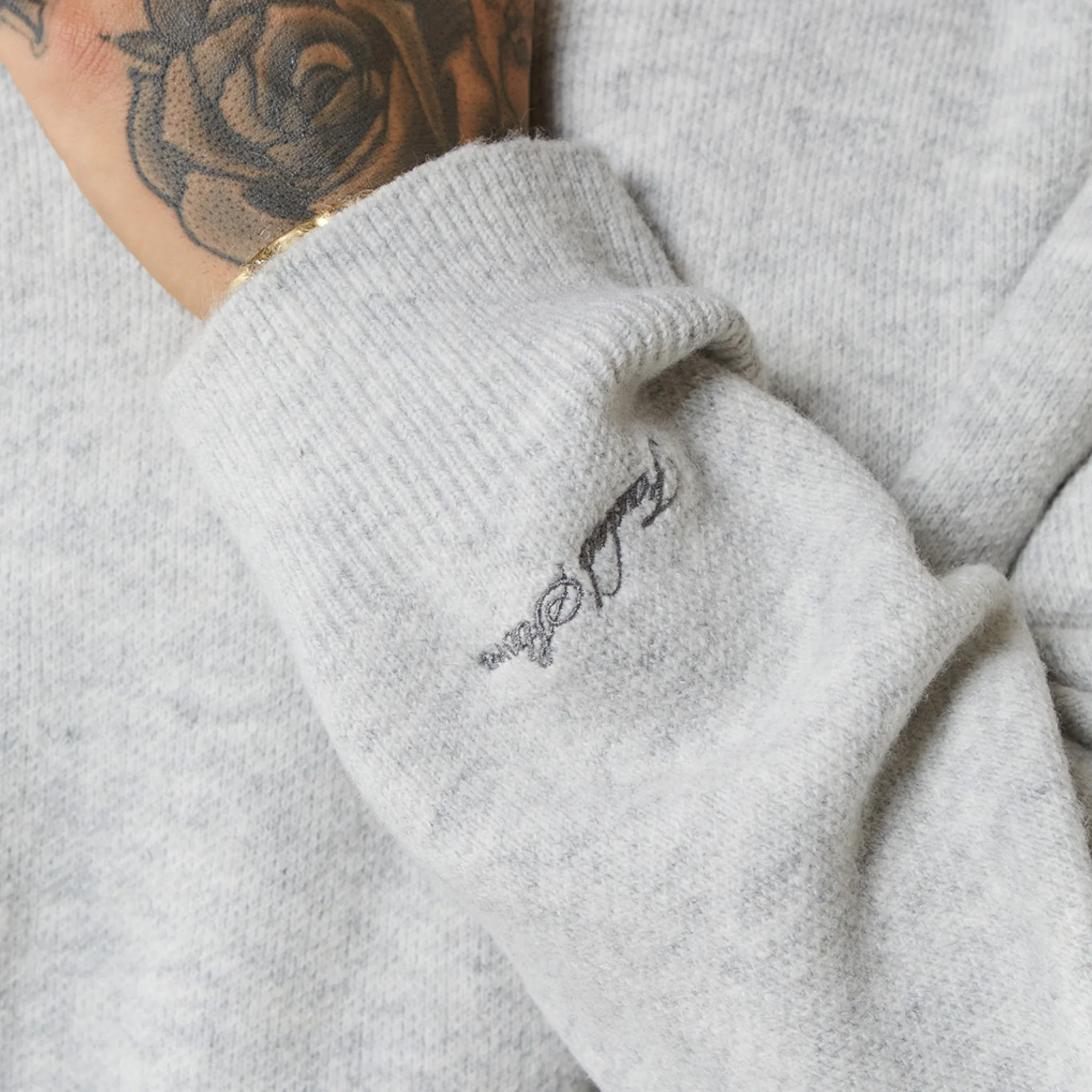 Knitted Hoodie | Light Grey Marl - Image 9