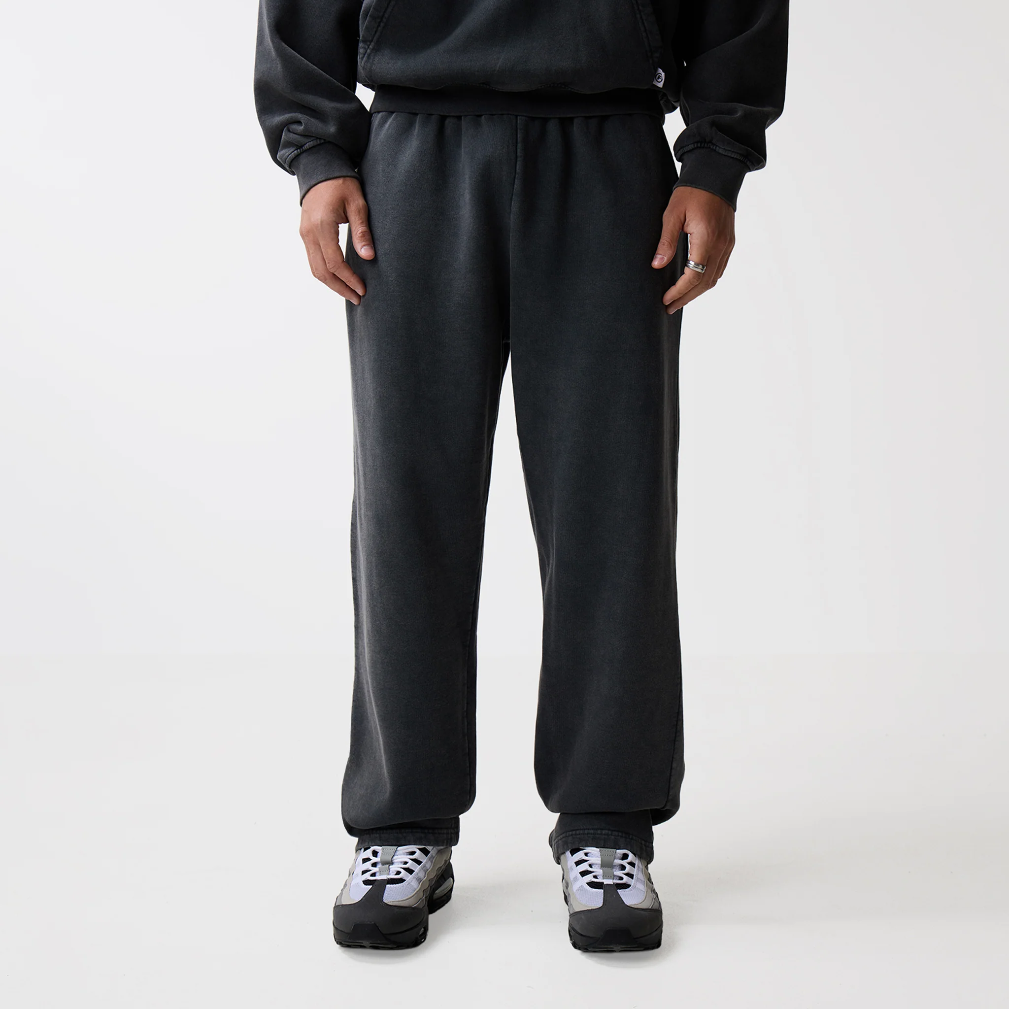 Loose Fit Cropped Tracksuit | Black Wash - Image 5