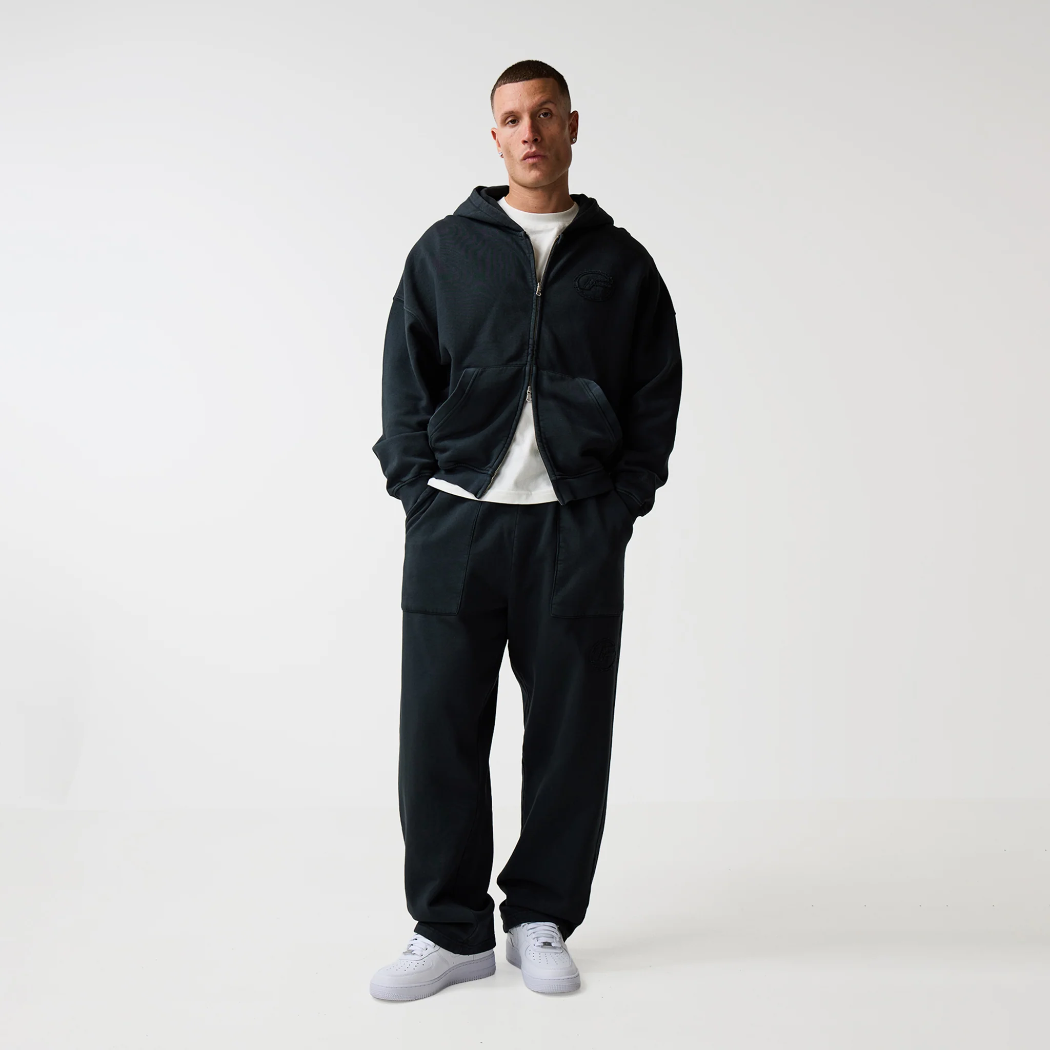 Oval Appliqué Hoodie | Washed Black - Image 8