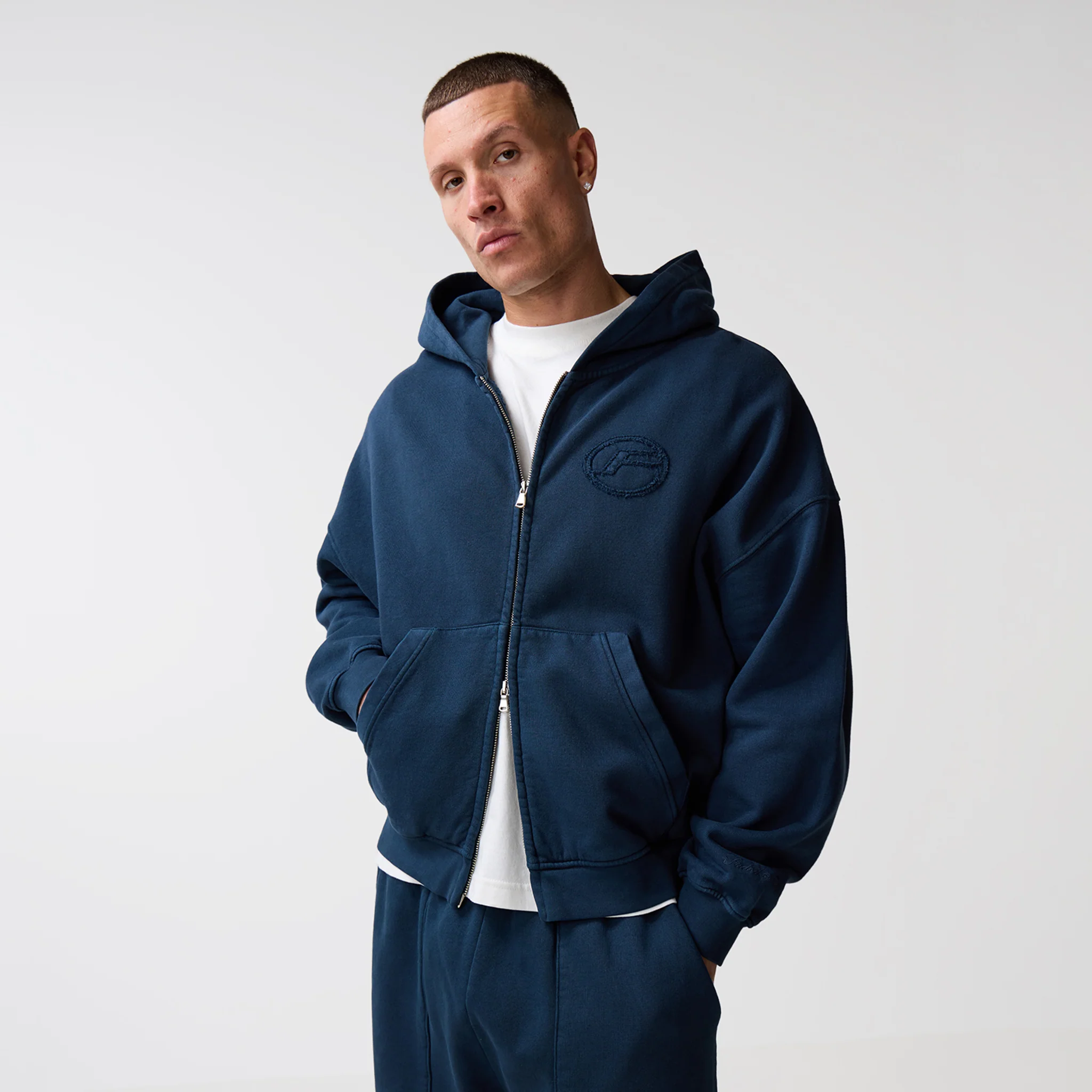 Oval Appliqué Tracksuit | Washed Navy - Image 3