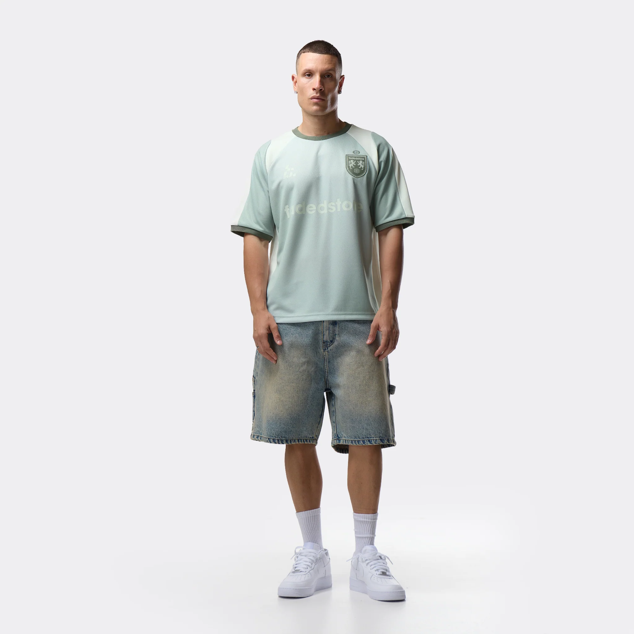 Panelled Football Jersey  |  Sun Fade Matcha - Image 3