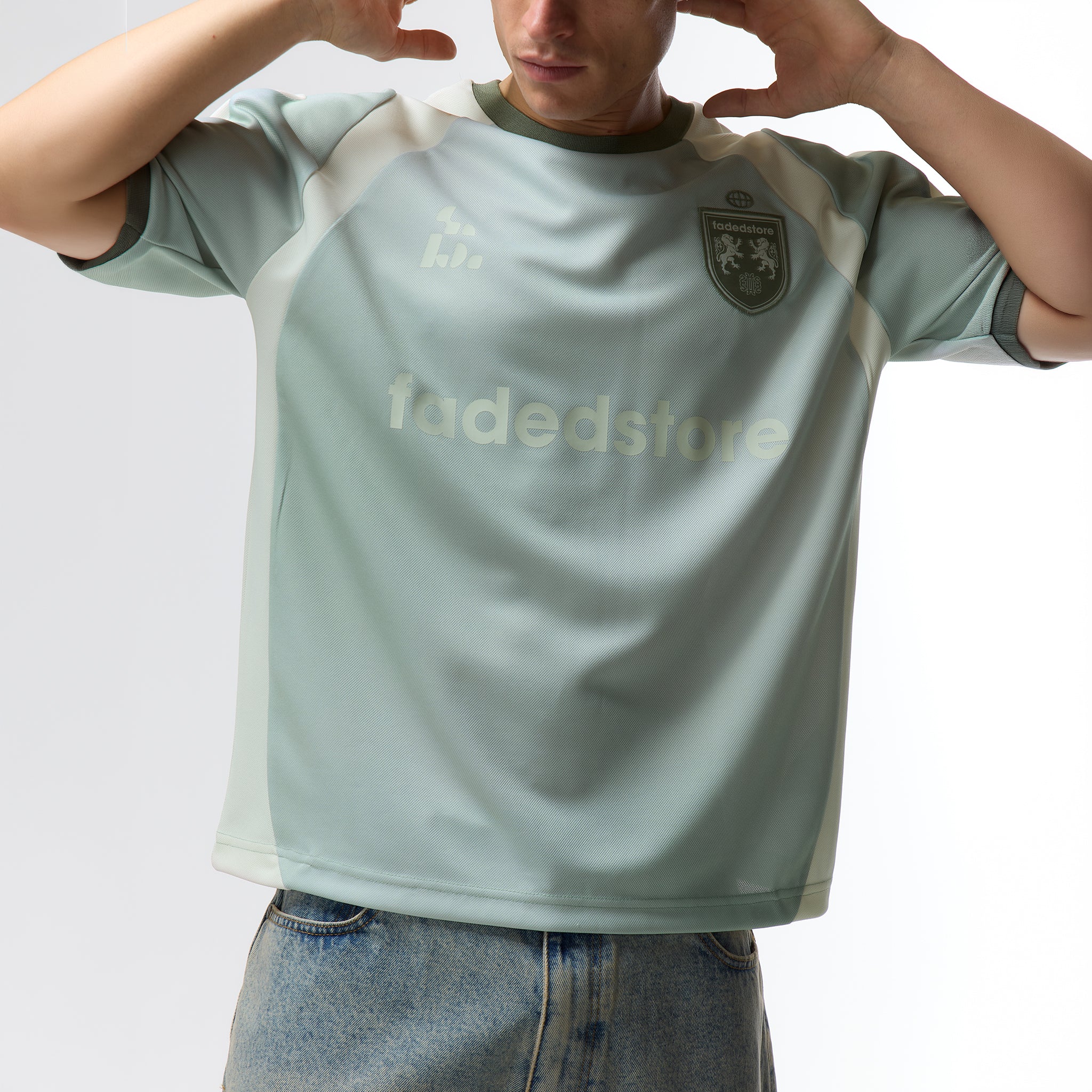 Panelled Football Jersey  |  Sun Fade Matcha - Image 5