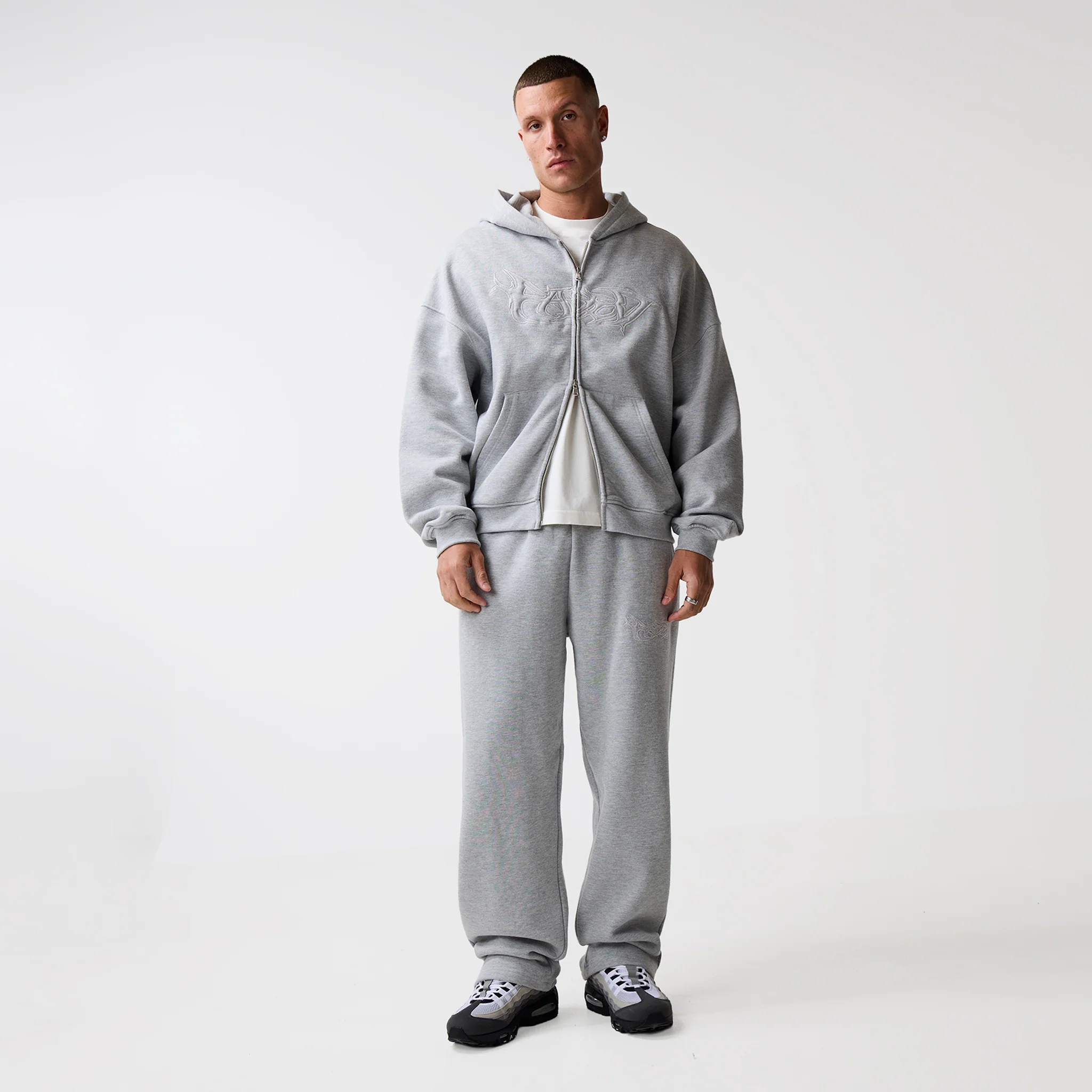 Shadow Full Zip Hoodie | Grey Marl - Image 3