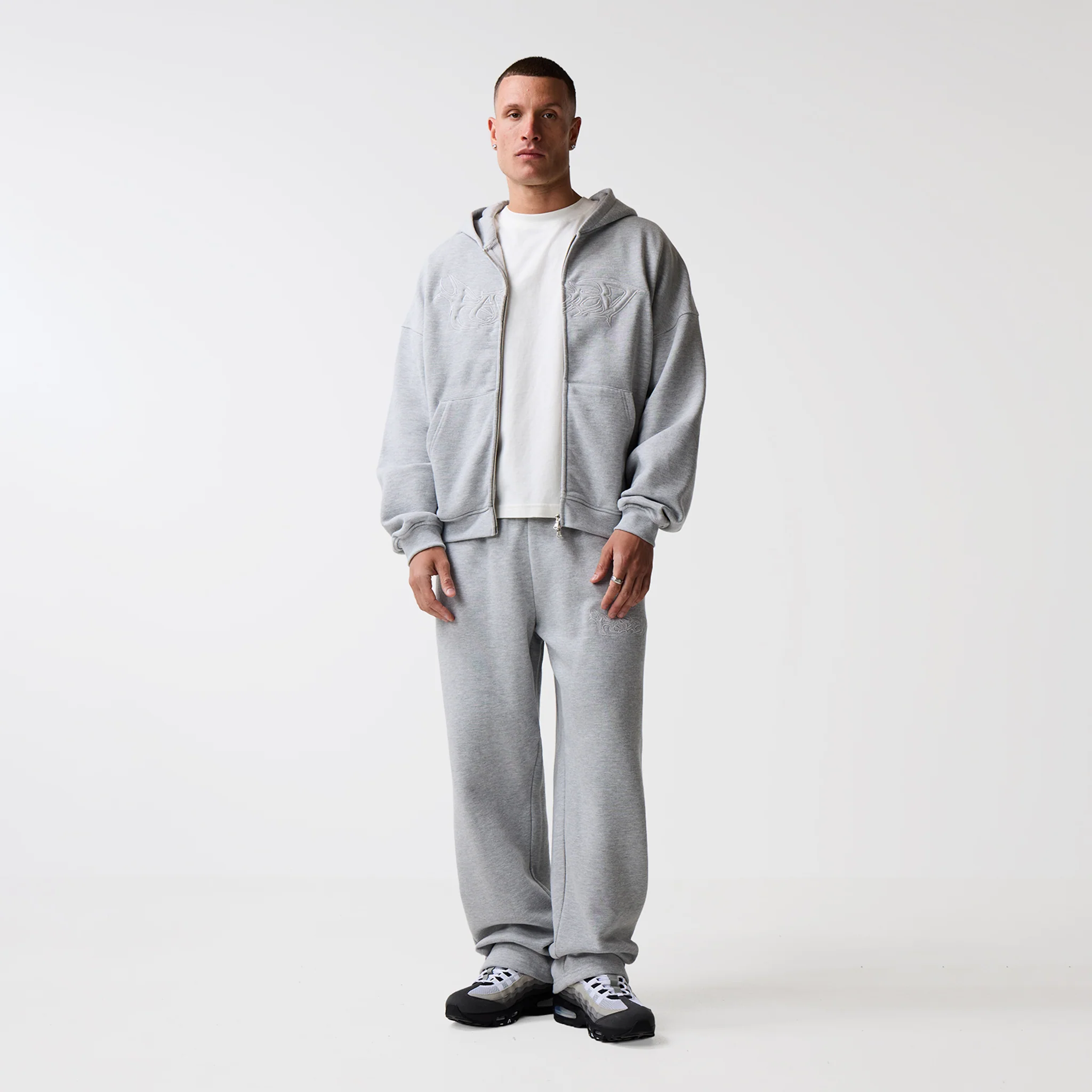 Shadow Full Zip Hoodie | Grey Marl - Image 5