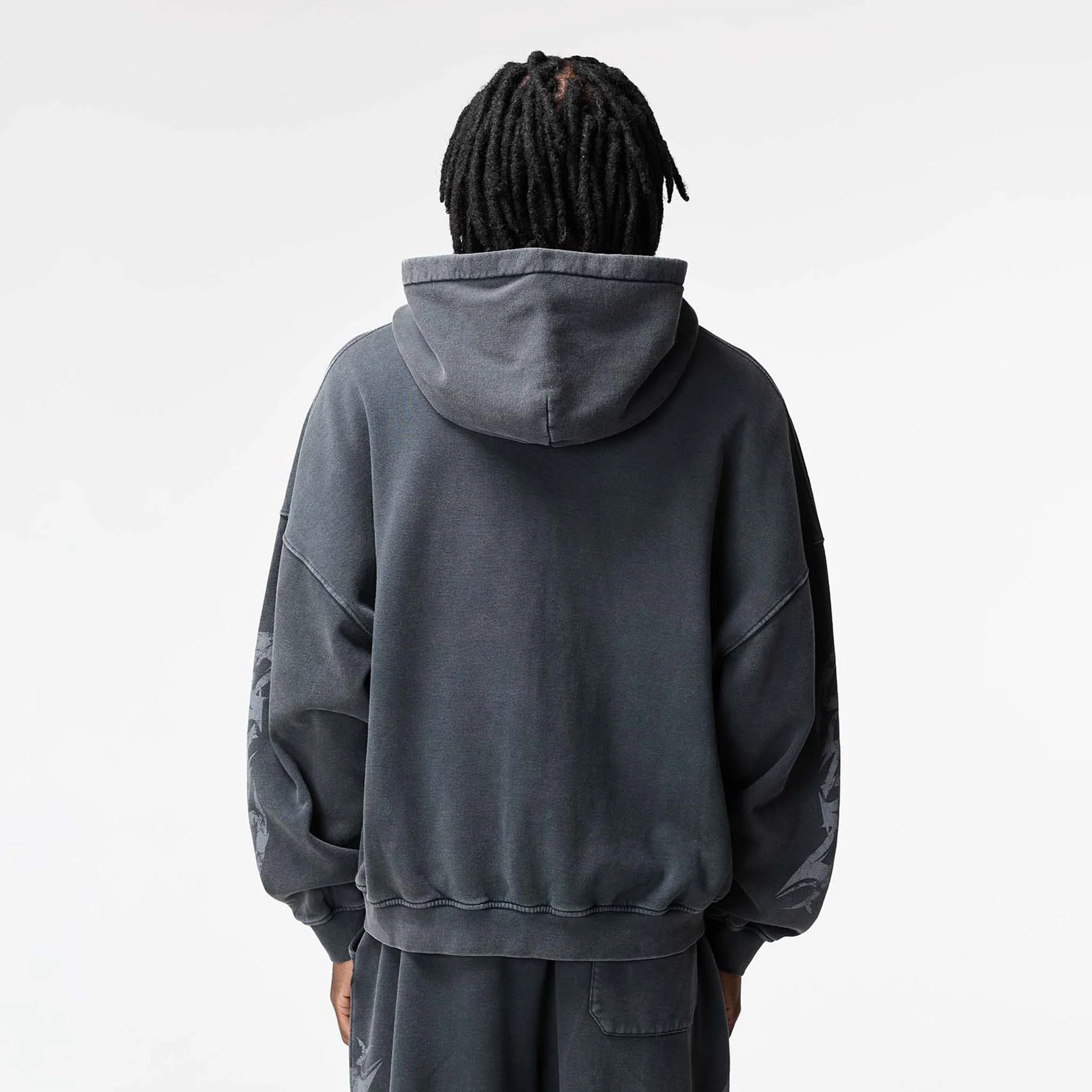 Shadow Full Zip Hoodie | Washed Black - Image 10