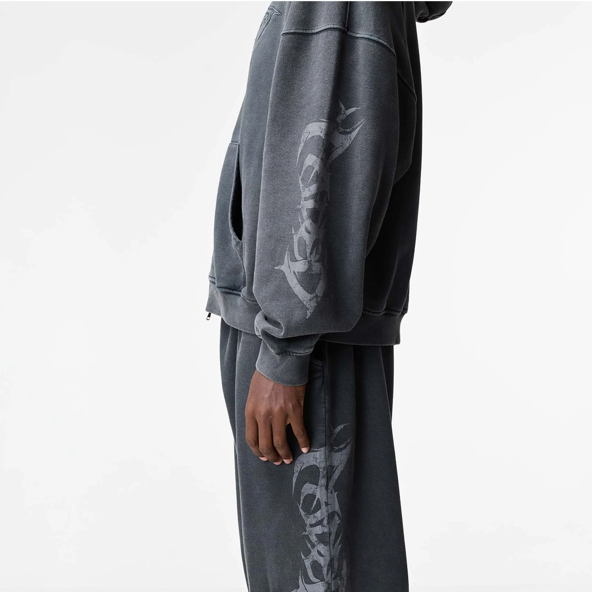 Shadow Full Zip Hoodie | Washed Black - Image 5