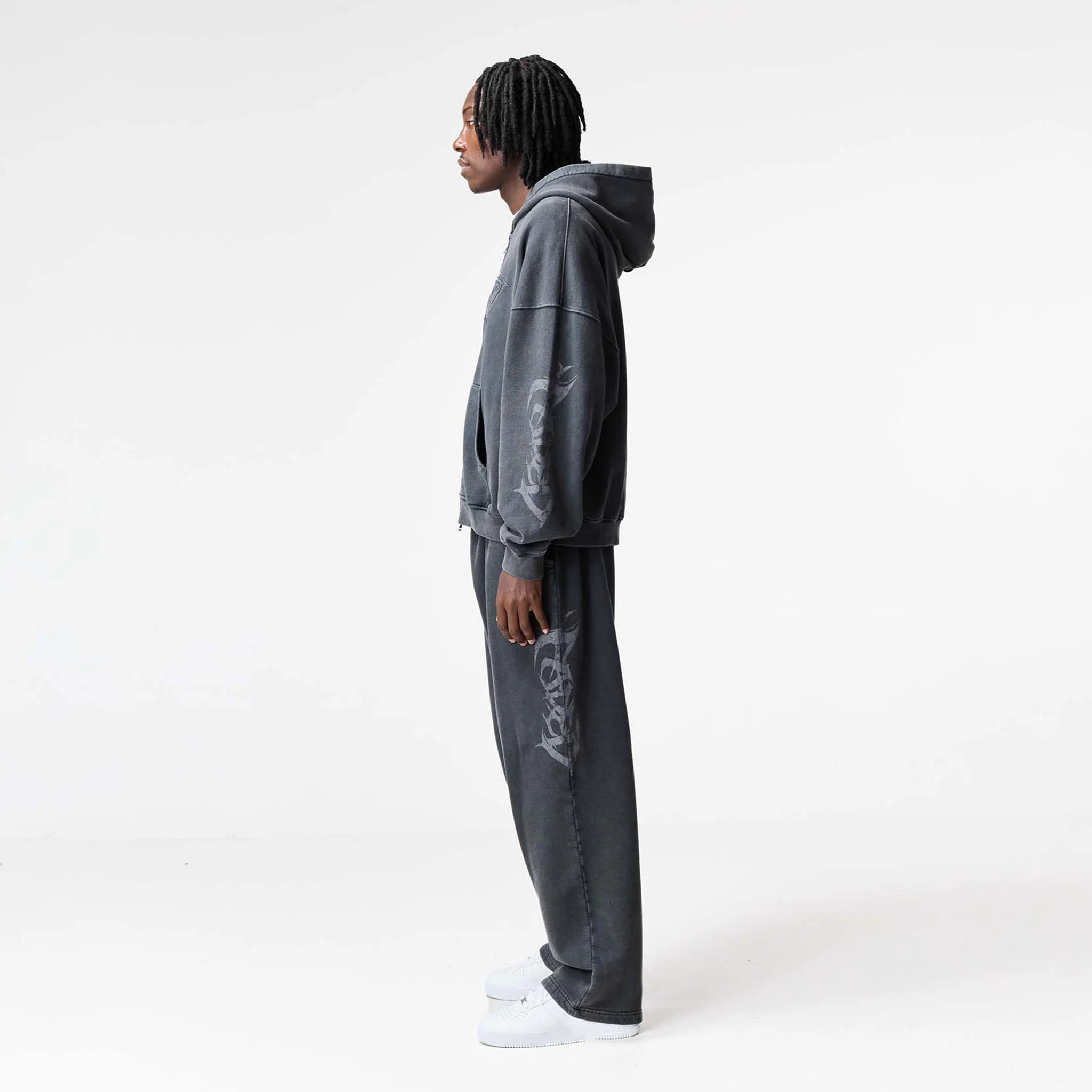 Shadow Full Zip Hoodie | Washed Black - Image 8