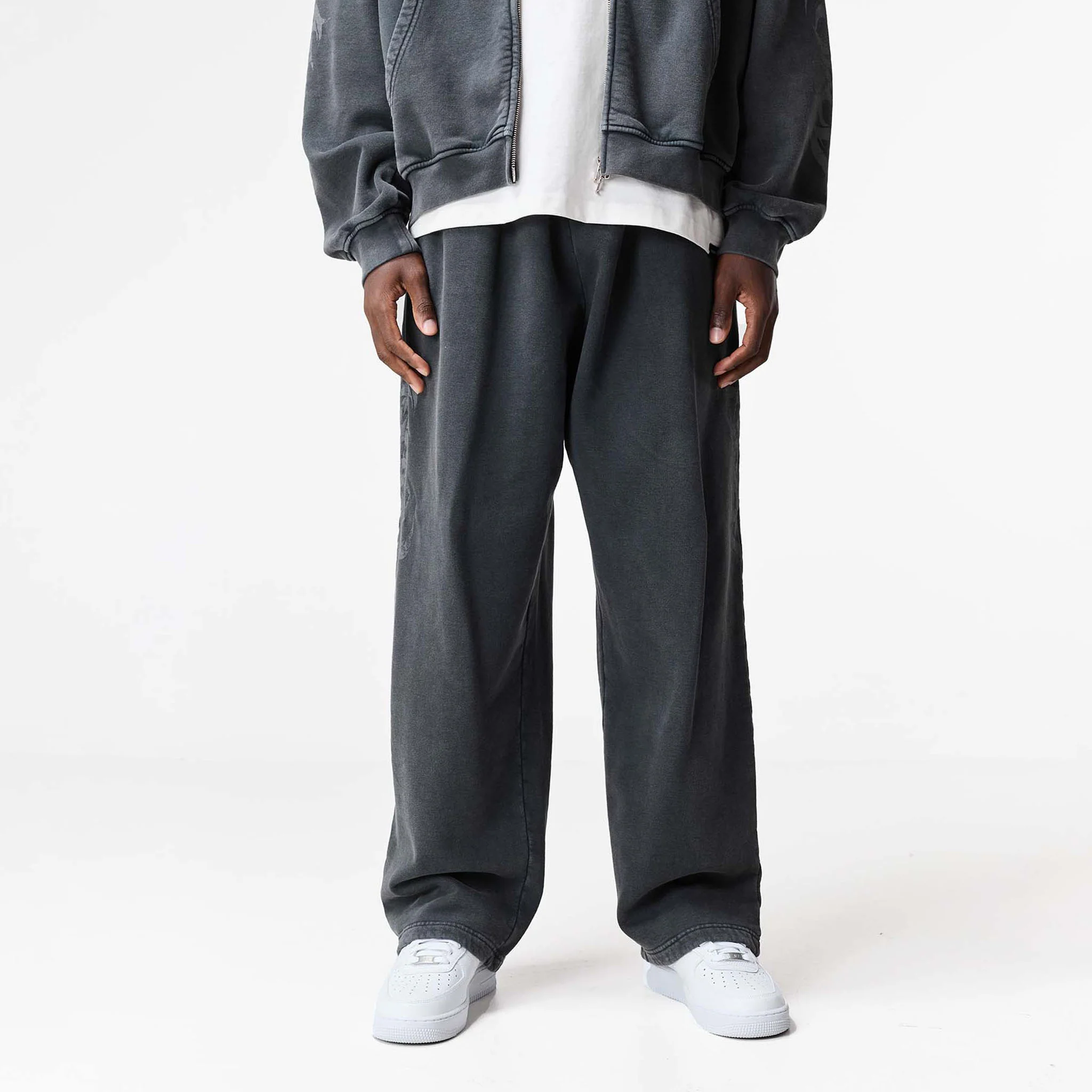 Shadow Full Zip Open Hem Tracksuit | Washed Black - Image 10