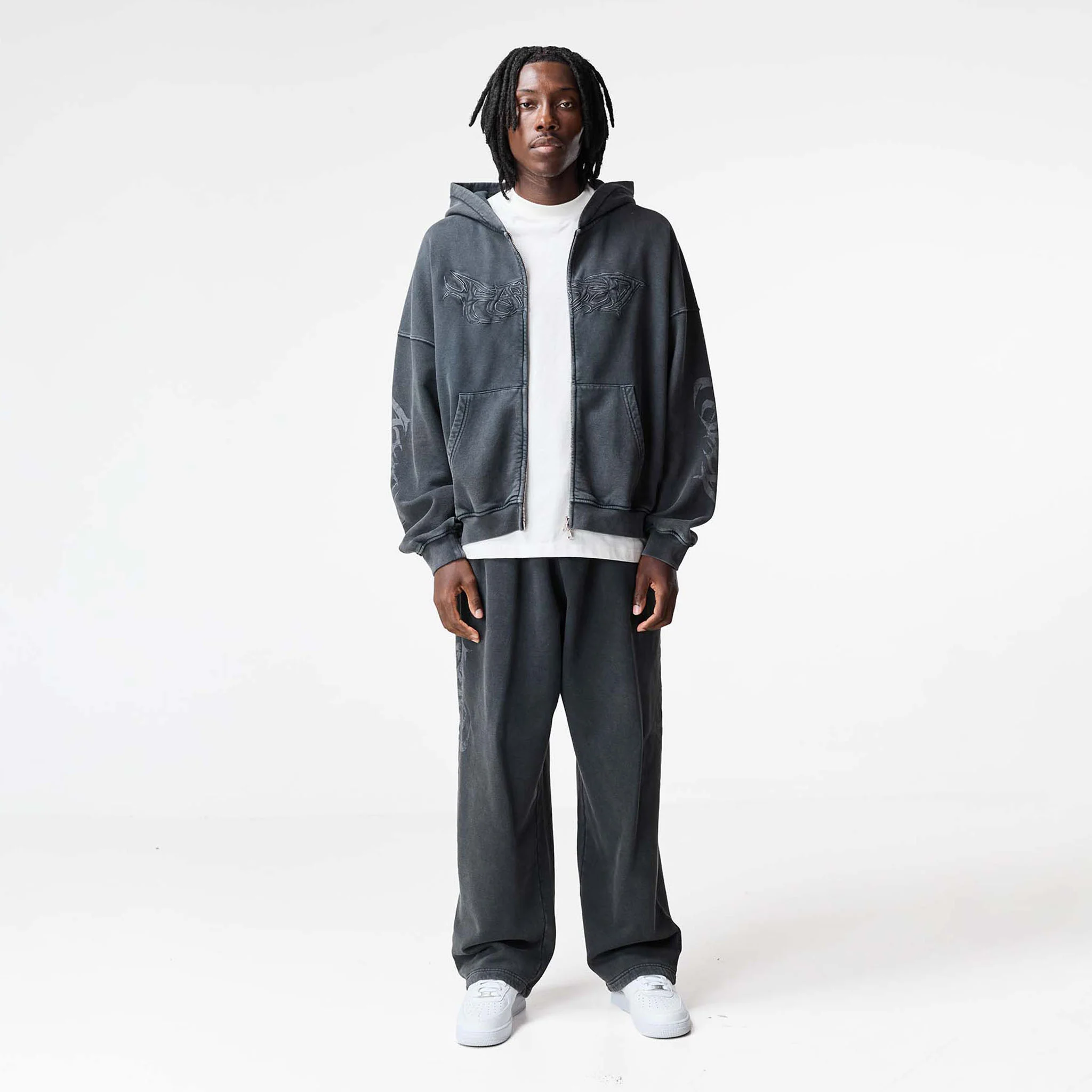 Shadow Loose Fit Open Hem Jogger | Washed Black - Image 3