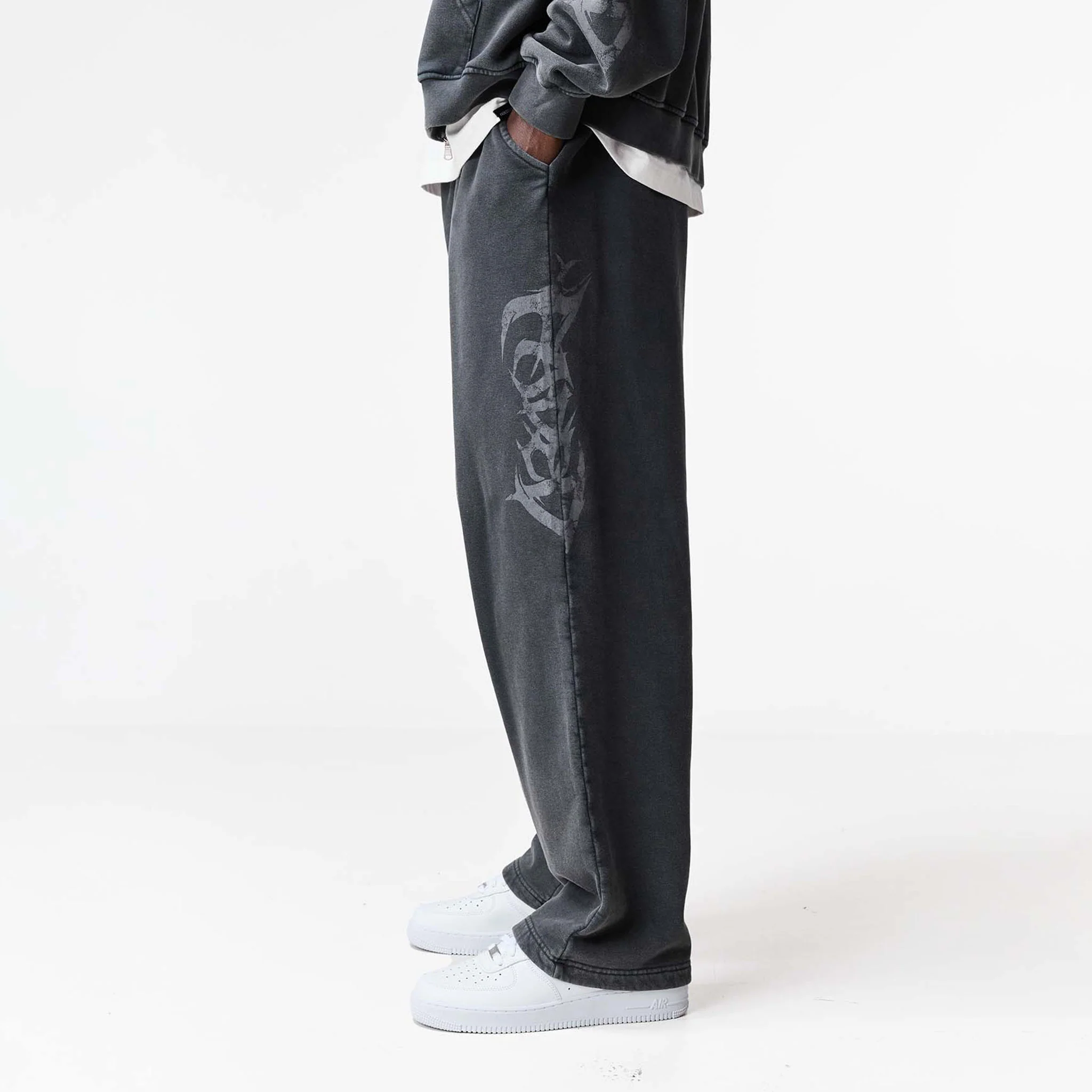 Shadow Loose Fit Open Hem Jogger | Washed Black - Image 4
