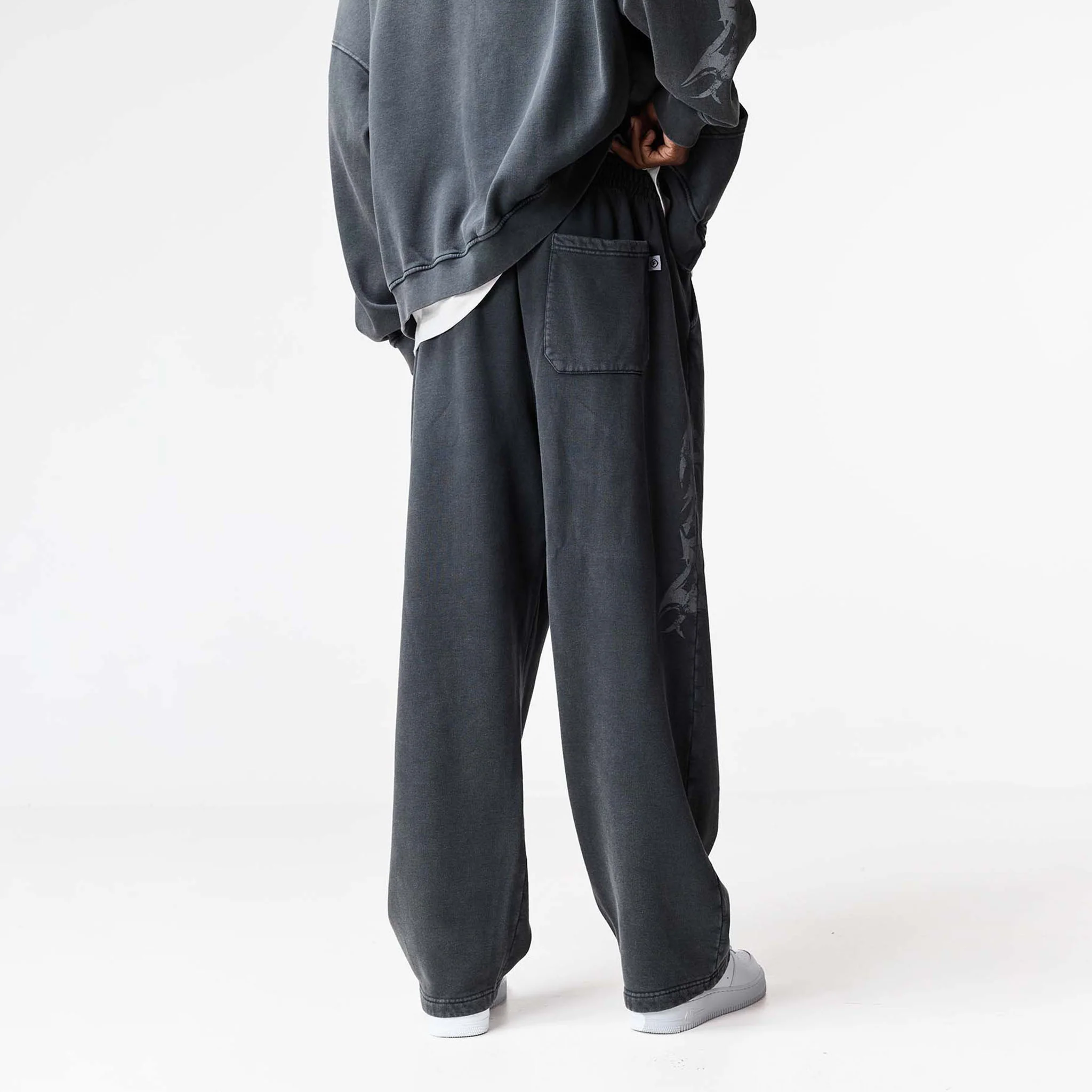 Shadow Loose Fit Open Hem Jogger | Washed Black - Image 7