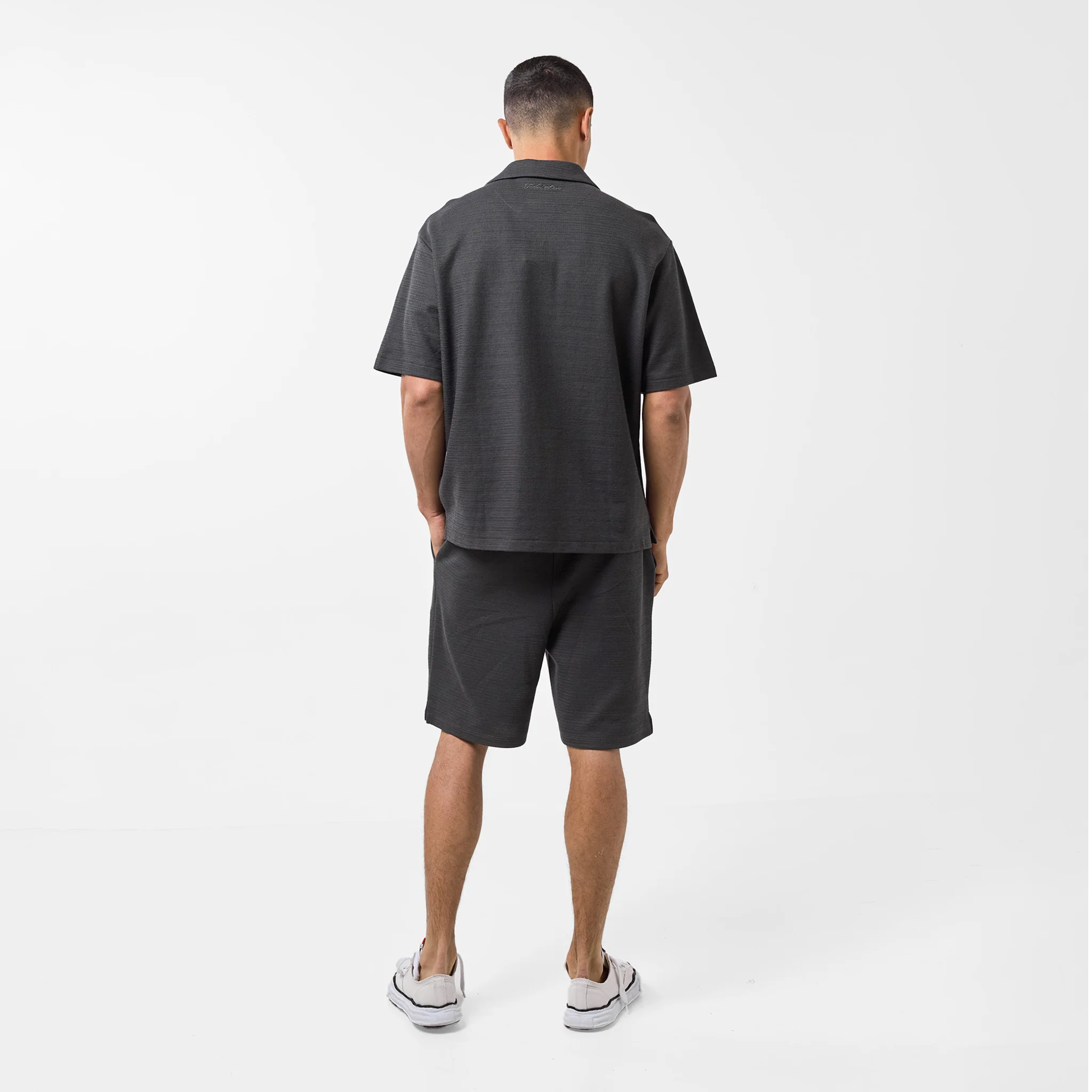 Tonal Knitted Shirt Twinset | Black - Image 8