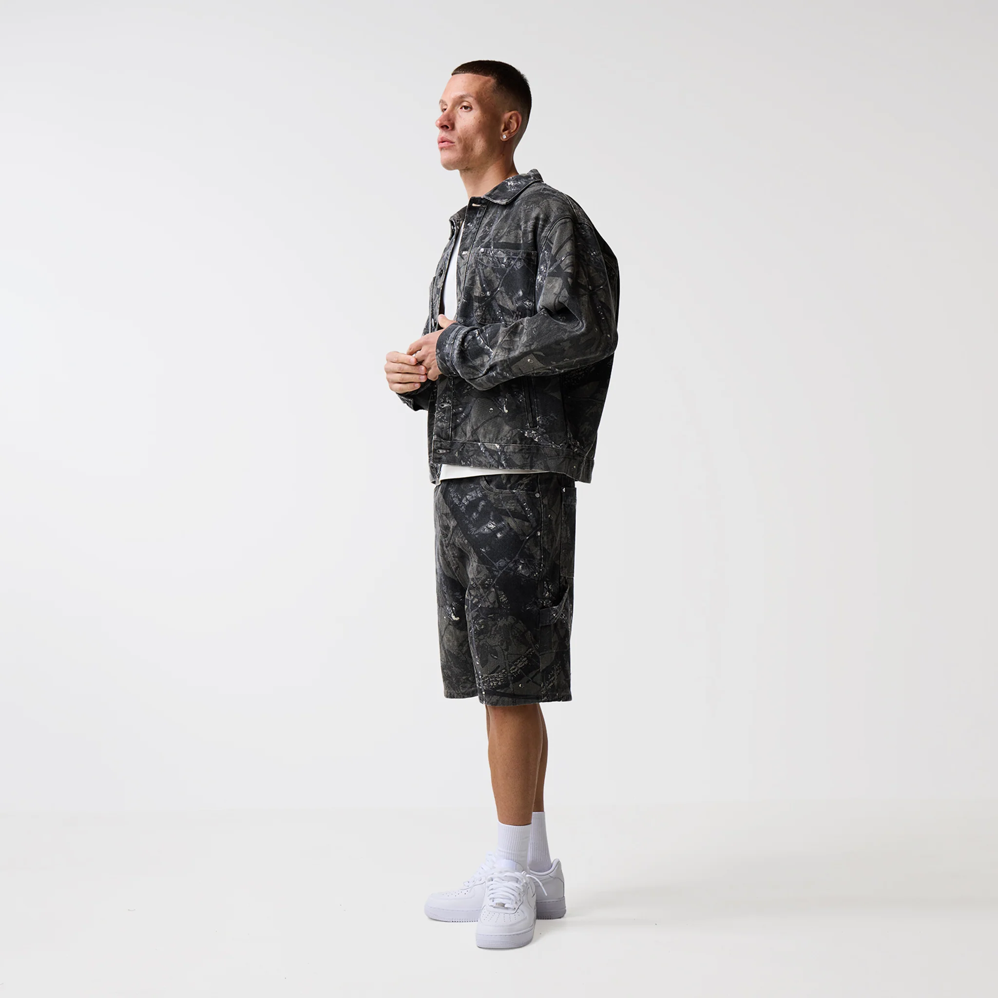 Tree Camo Print Shorts | Grey - Image 3