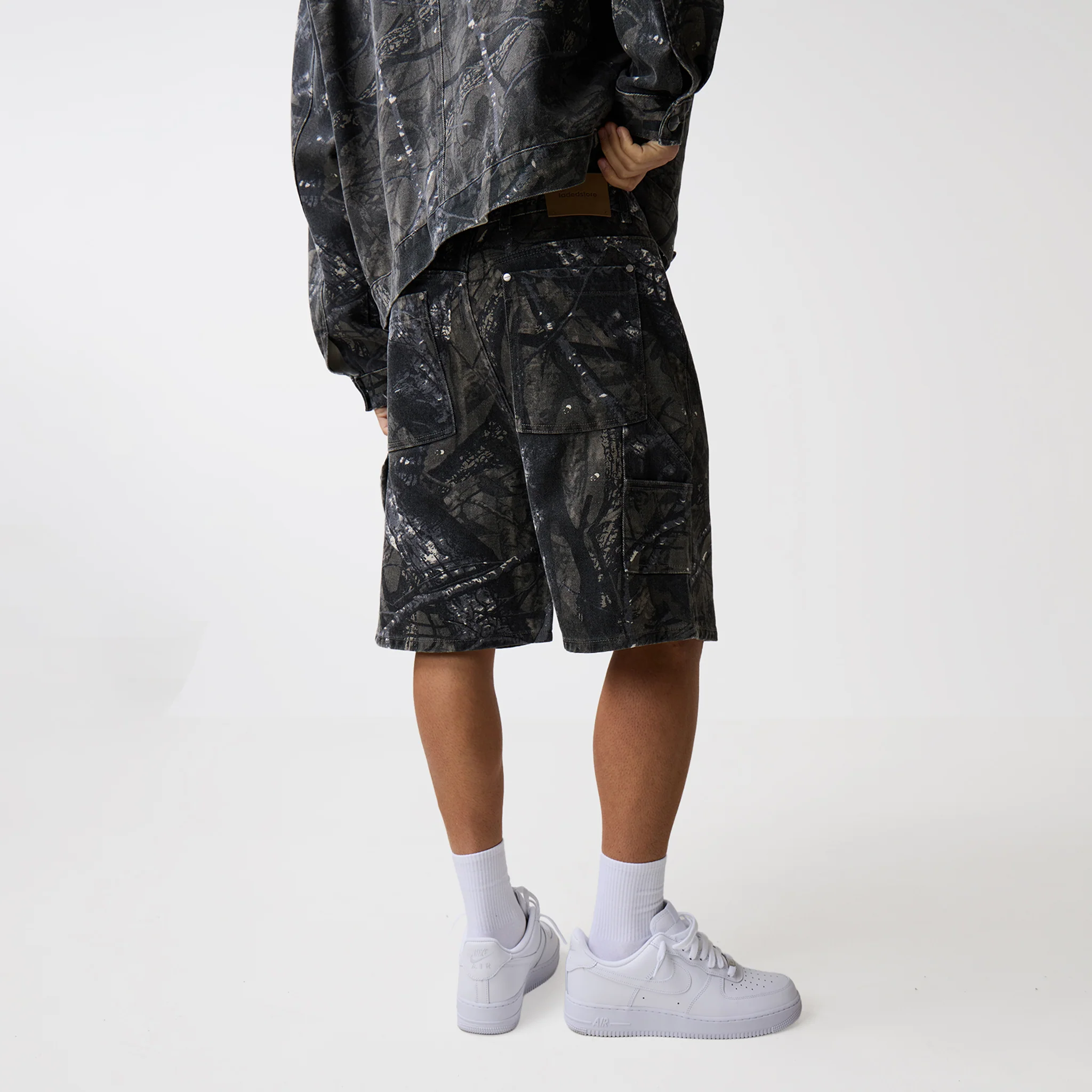 Tree Camo Print Shorts | Grey - Image 5